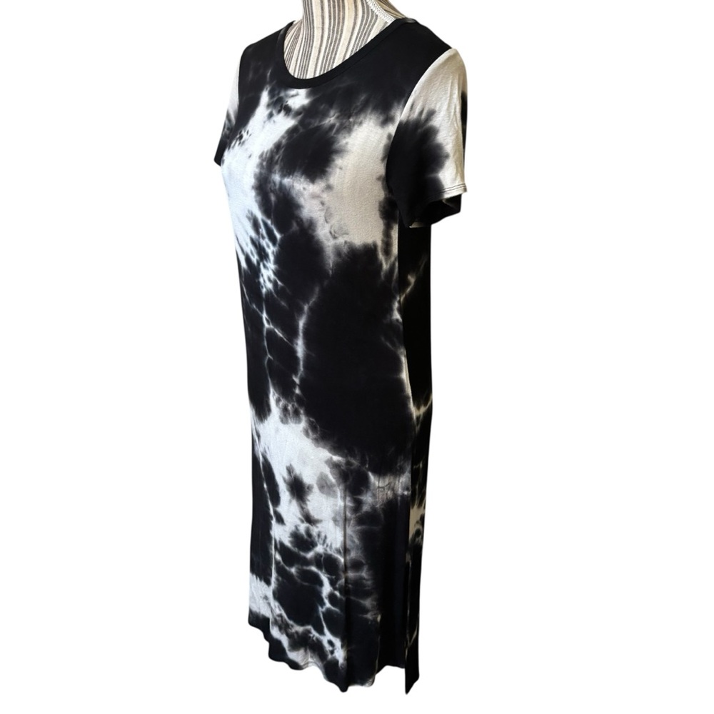 Caution To The Wind Dress Small Black & White Tie-Dye Short Sleeve Midi Hi-Low - Picture 7 of 14
